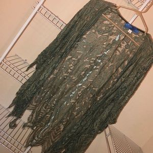 Green lace Kimono